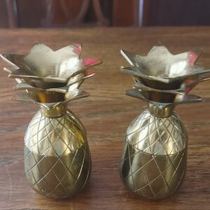 Gold Pineapple Trinket Dishes Charleston Symbol of Welcome 2x4"